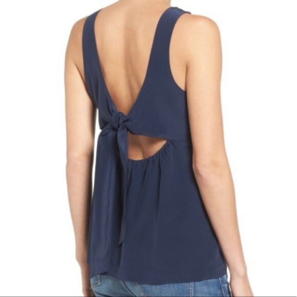 J.Crew Bow Back Sleeveless Halter Top Antique  Navy 3X NWT - Picture 2 of 8